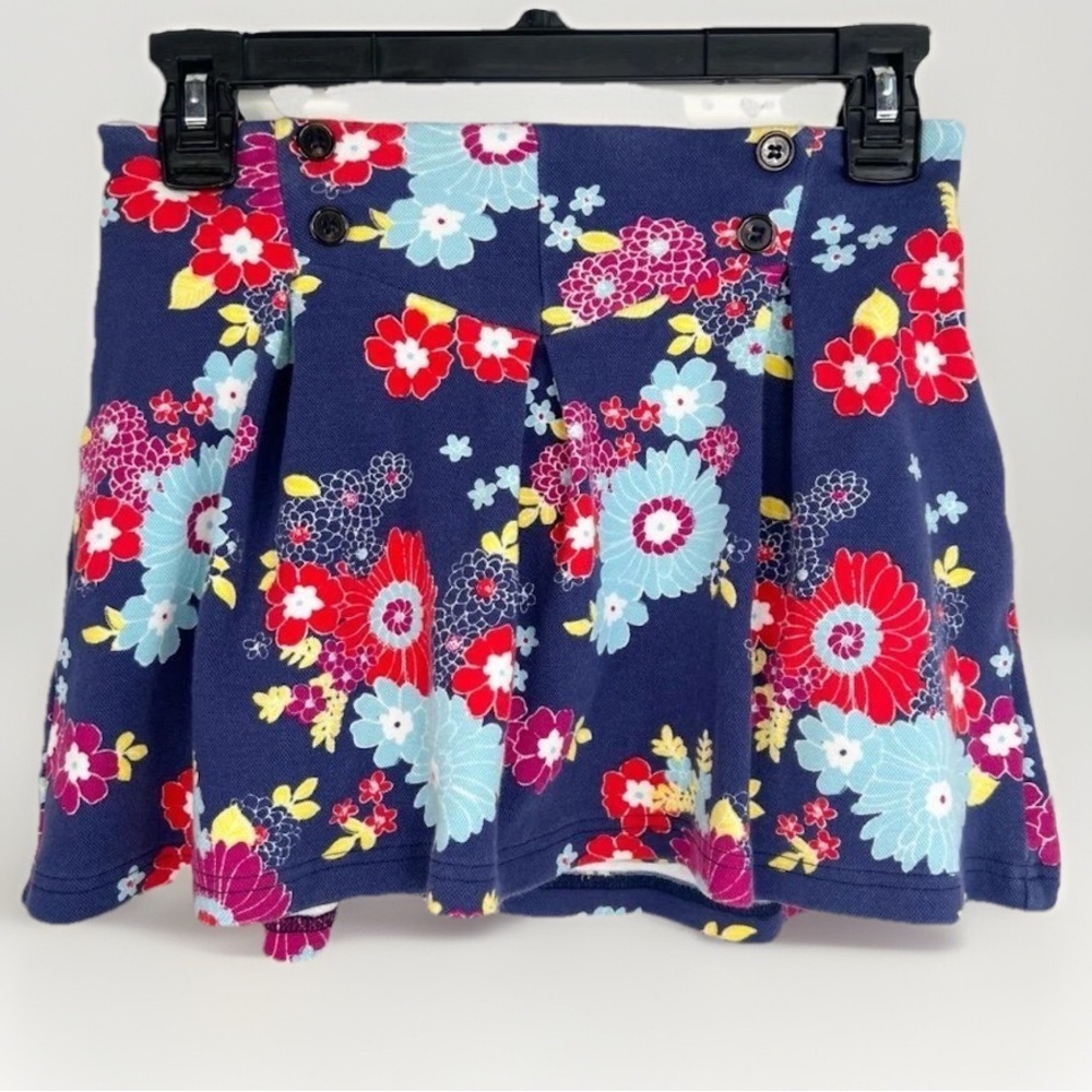 ModCloth Navy Floral Button Pleated Mini Skort Pullon Womens Size Small